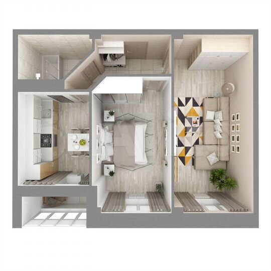 2-к. квартира, 49,6 м², 1/7 эт.