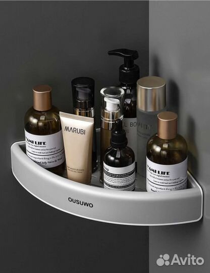 Полка настенная угловая для ванной и кухни