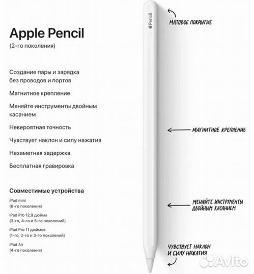Стилус Apple Pencil 2