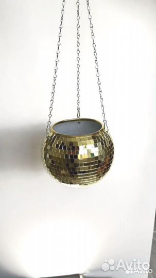 Кашпо из диско шара / кашпо из зеркальной мозаики