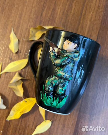 Кружка с декором из полимерной глины