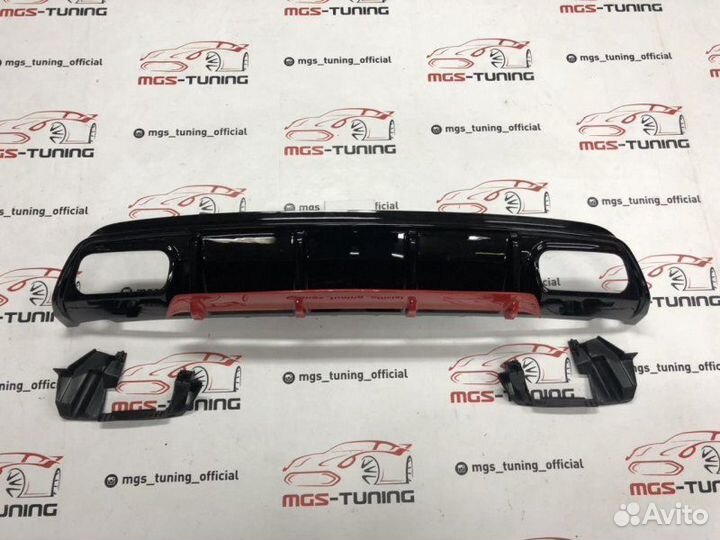 Диффузор Mercedes w176 А45 AMG красный 12-15 гг