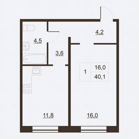 1-к. квартира, 40,5 м², 4/11 эт.