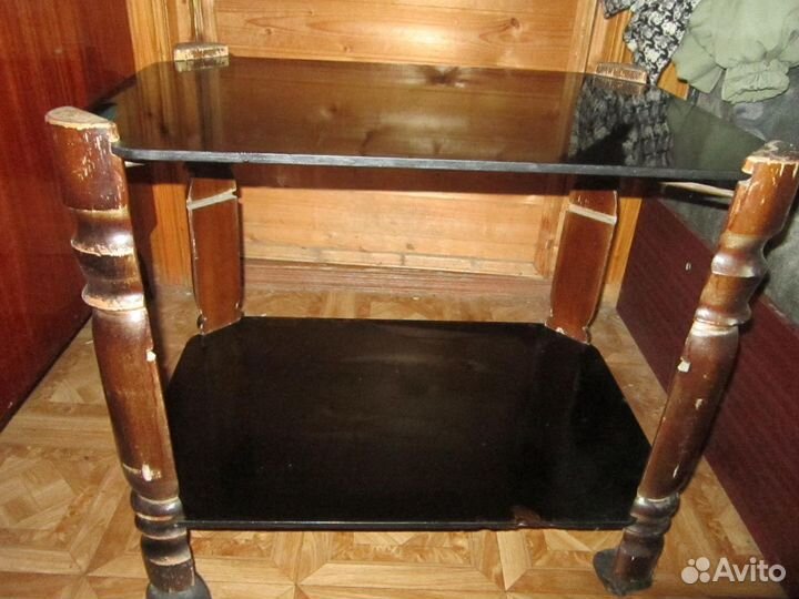 Тумба угловая, столик стеклянный винтаж