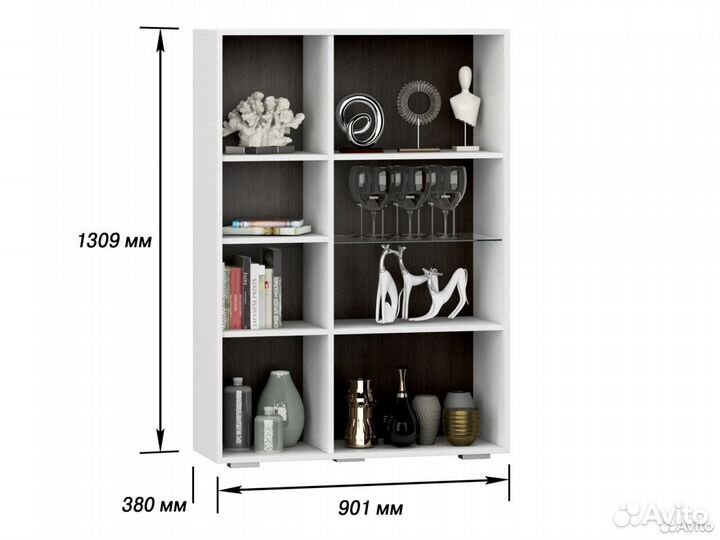 Витрина 2х малая левая Белый Глянец Стокгольм
