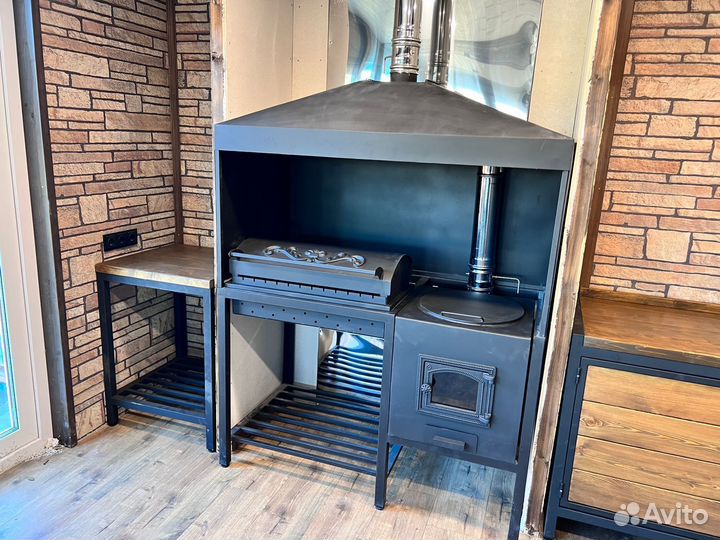 Мангальная зона лофт в беседку