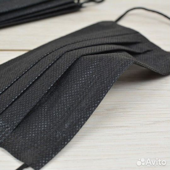 Маска черная медицинская трехслойная