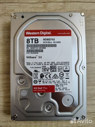 Жесткий диск WD Red Plus WD80efax, 8тб, HDD, SATA