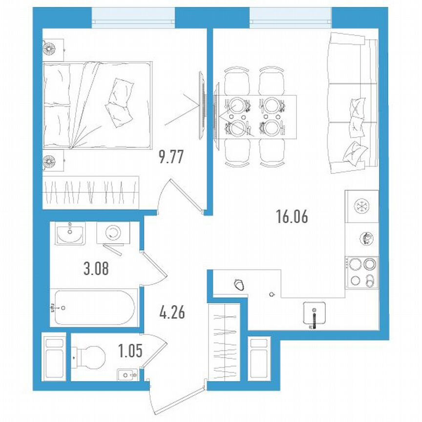 1-к. квартира, 34 м², 5/7 эт.
