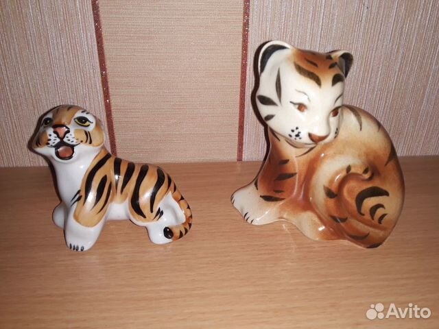 Тигренок. 2 шт. Фарфор. СССР.Вербилки