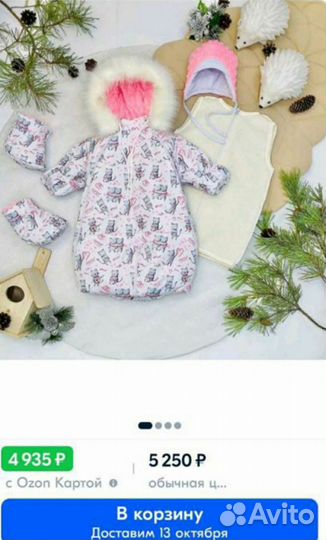 Зимний комбинезон для девочки 62