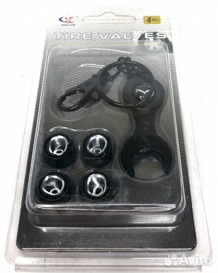 Колпачки на ниппеля - Mazda (с ключом/черный) (Чер