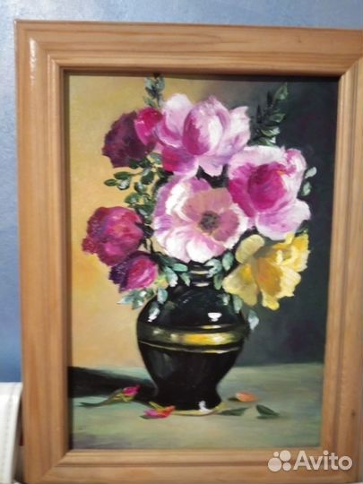 Картина цветы в вазе, цветы