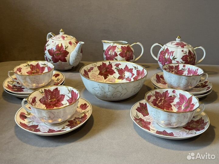 Чайный сервиз Астры, Дулево 1958 год, редкость