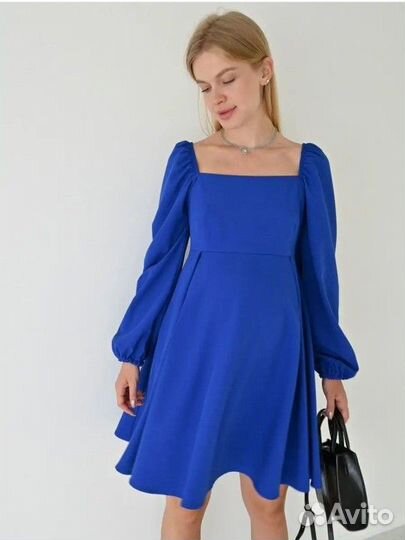 Платье синее, короткое