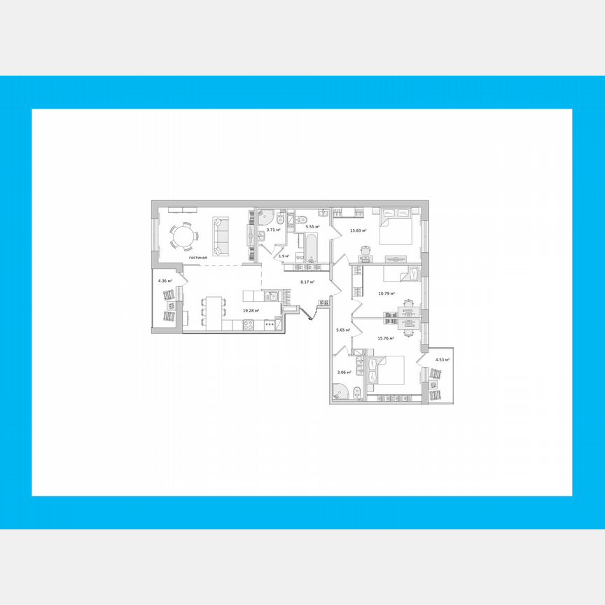 3-к. квартира, 107,3 м², 14/14 эт.