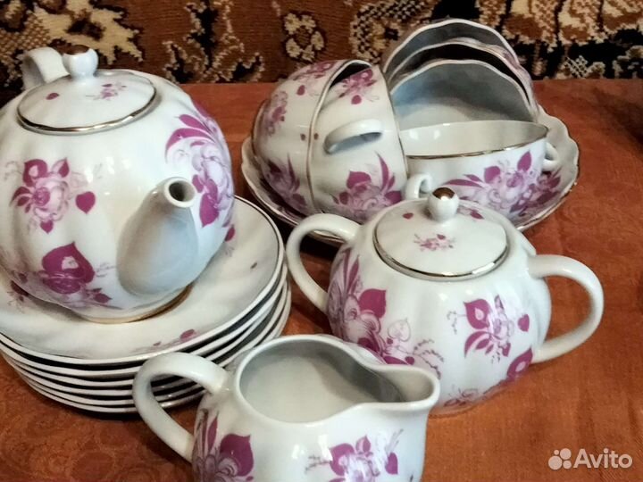 Чайный сервиз лфз Розовый пион СССР