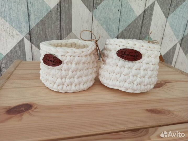 Набор корзиночек из трикотажной пряжи