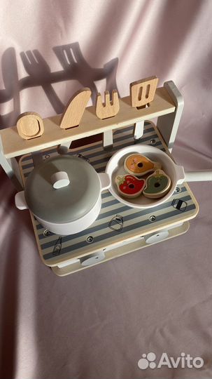 Деревянные игрушки, набор для девочек печь/посуда