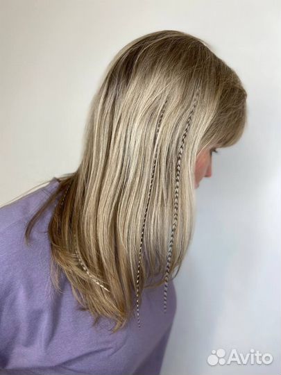 Наращивание перьев в волосы