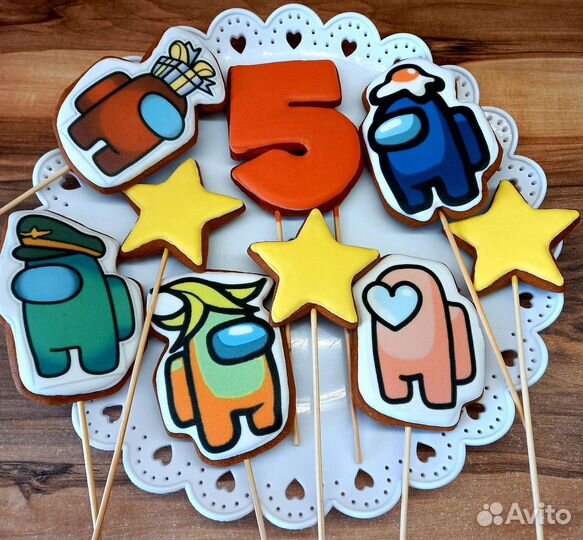 Имбирные пряники на заказ, украшение в торт