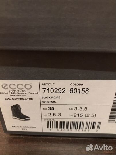 Ботинки зимние для девочки ecco 35р