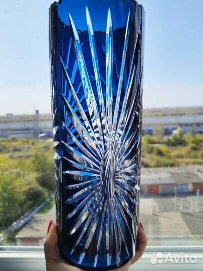 Ваза цветной хрусталь Германия ГДР