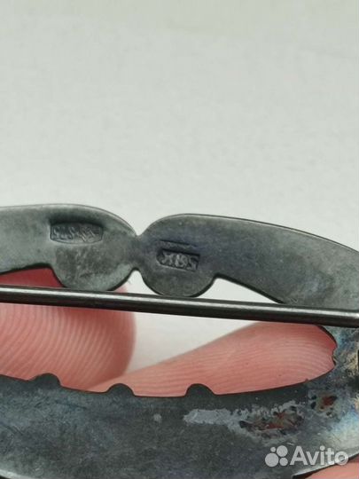 Брошь серебро янтарь СССР