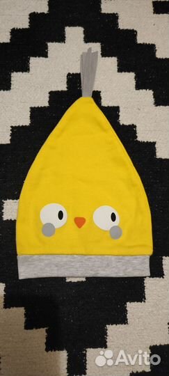 Шапка из кулирки, трикотаж с принтом, цыпленок