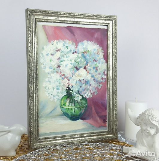 Белые цветы. Натюрморт Картина маслом на холсте