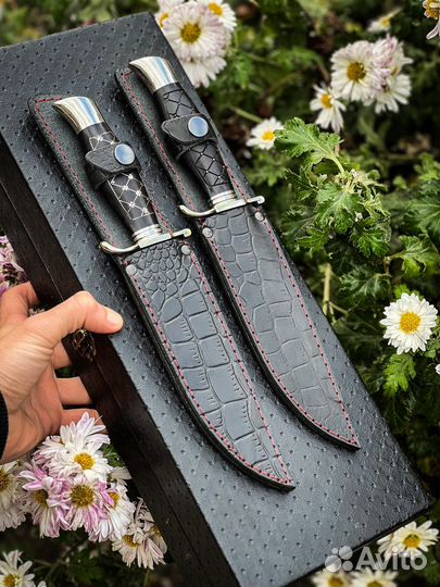 Ножи «охотник» ручной работы из дамаска