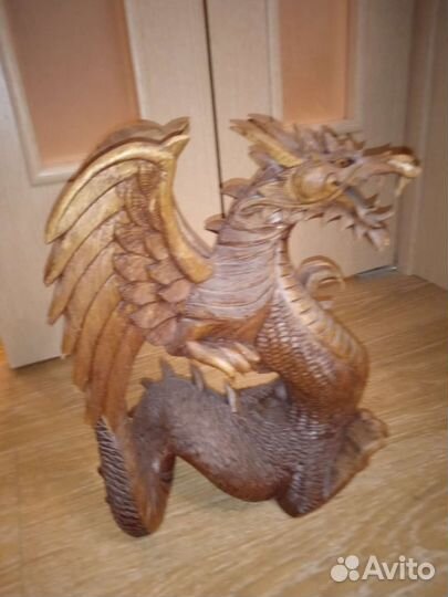 Дракон фигура резная из дерева 2шт