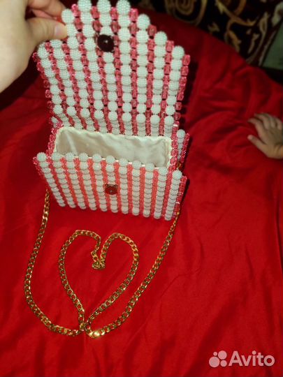 Сумка из акриловых бусин и шамбал ручная работа