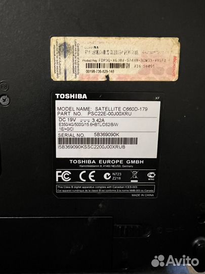 Ноутбук toshiba