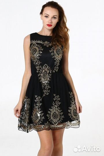 Платье вышитое бисером 44 42 чёрное нарядное