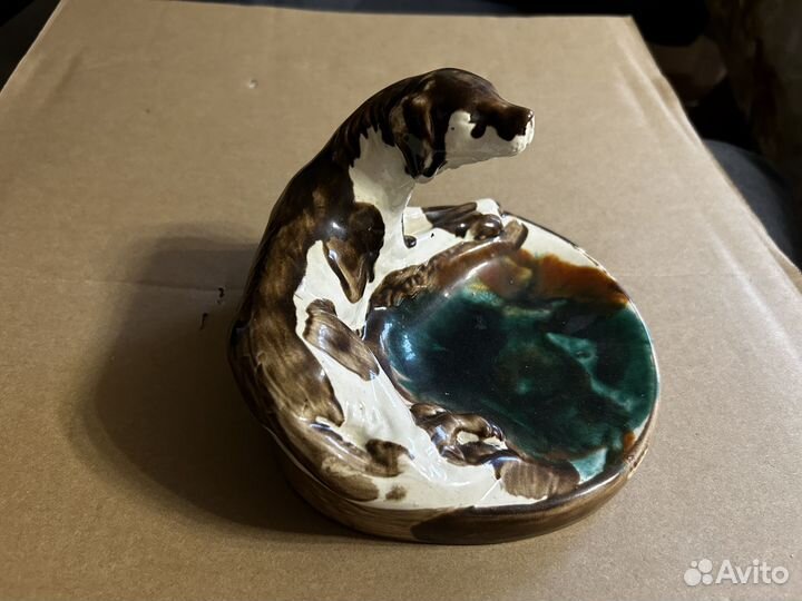 Фарфор Буды Пепельница Собака