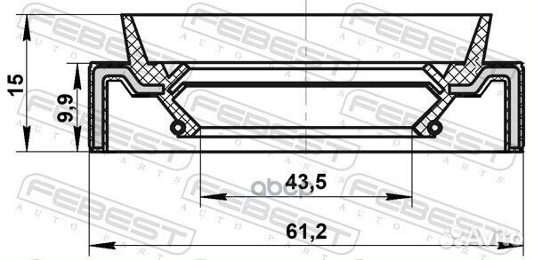 Сальник привода 43.5x61.2x10x15 Febest 958