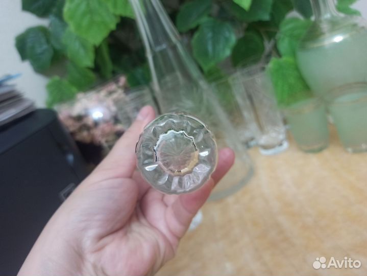 Штоф графин хрусталь цветное стекло стопки СССР