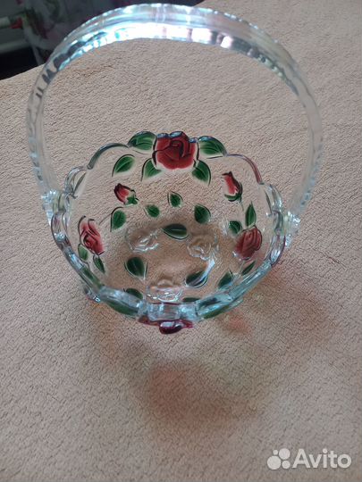 Ваза конфетница цветное стекло