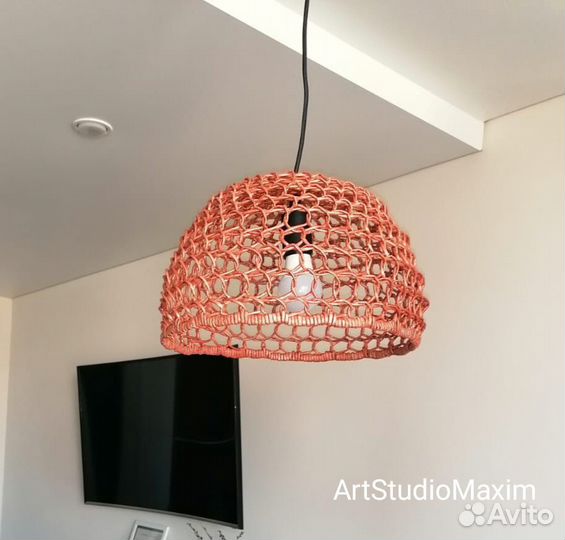 Люстра-абажур плетеный из Эколозы