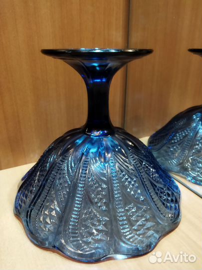 Ваза для фруктов цветное стекло СССР