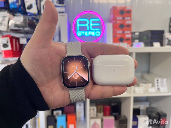 Комплект Apple Watch9 Series Silver + AirPods PRO2