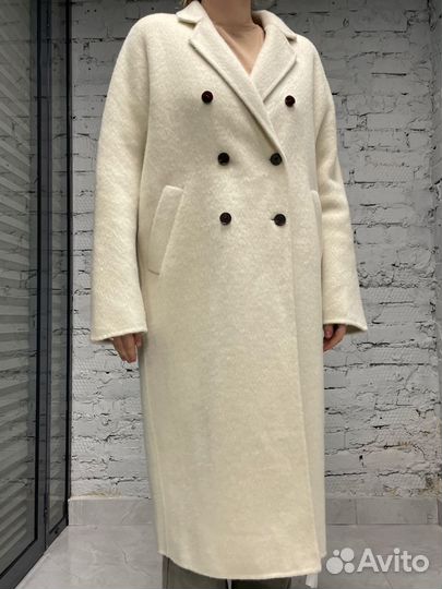 Пальто шерстяное белое