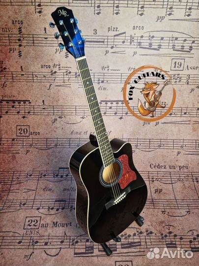 Акустическая гитара дредноут чёрная + чехол