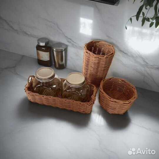 Наборы для кухни из плетеных корзинок