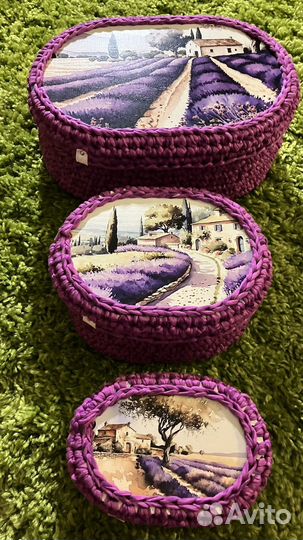 Шкатулки Сирень из трикотажной пряжи