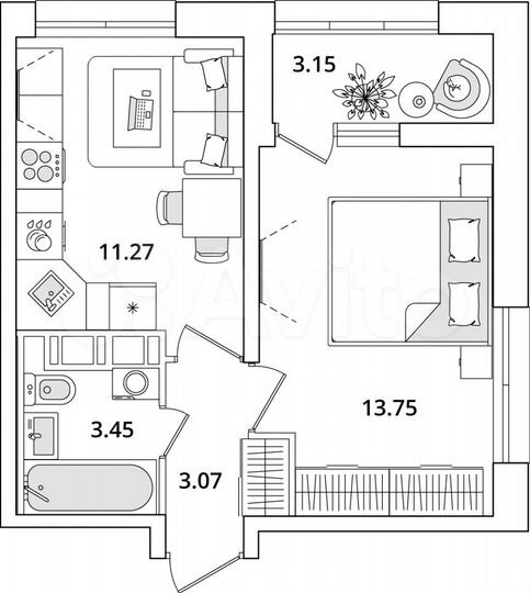1-к. квартира, 33,1 м², 20/23 эт.