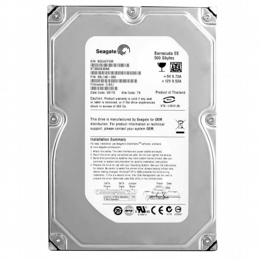 [ST3500630NS] Жесткий Диск Seagate 500gb Sata2 3.5" St3500630ns