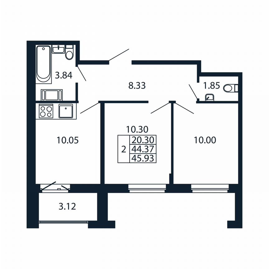 2-к. квартира, 47,5 м², 11/12 эт.