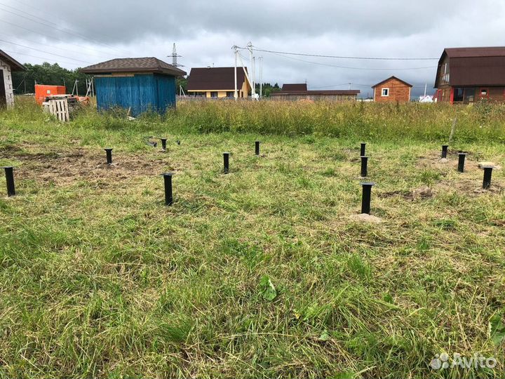 Свайно-винтовой фундамент, сваи 57-108 установка